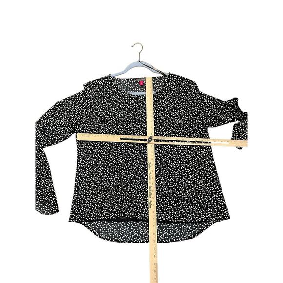 Vince Camuto Polka Dot Flutter Bell Sleeve Blouse Black/White Womens Size L NEW - Picture 5 of 5